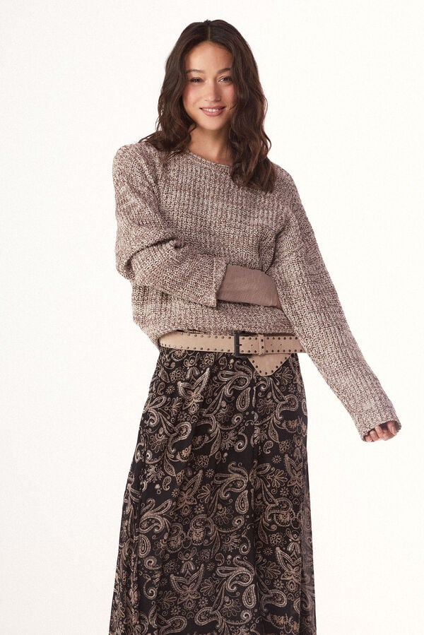 Cortefiel Jersey punto perlado Castanho