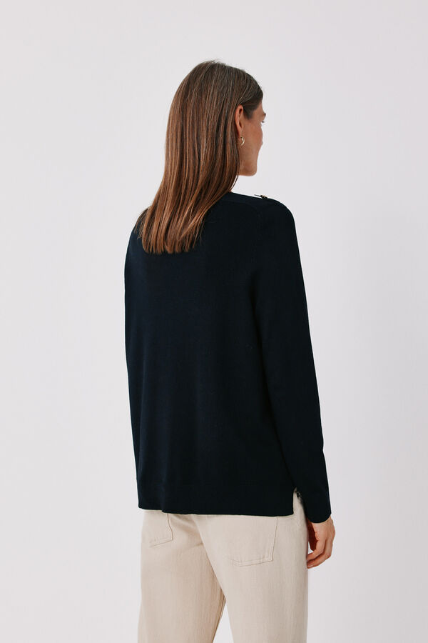 Cortefiel Jersey charreteras hombro Negro
