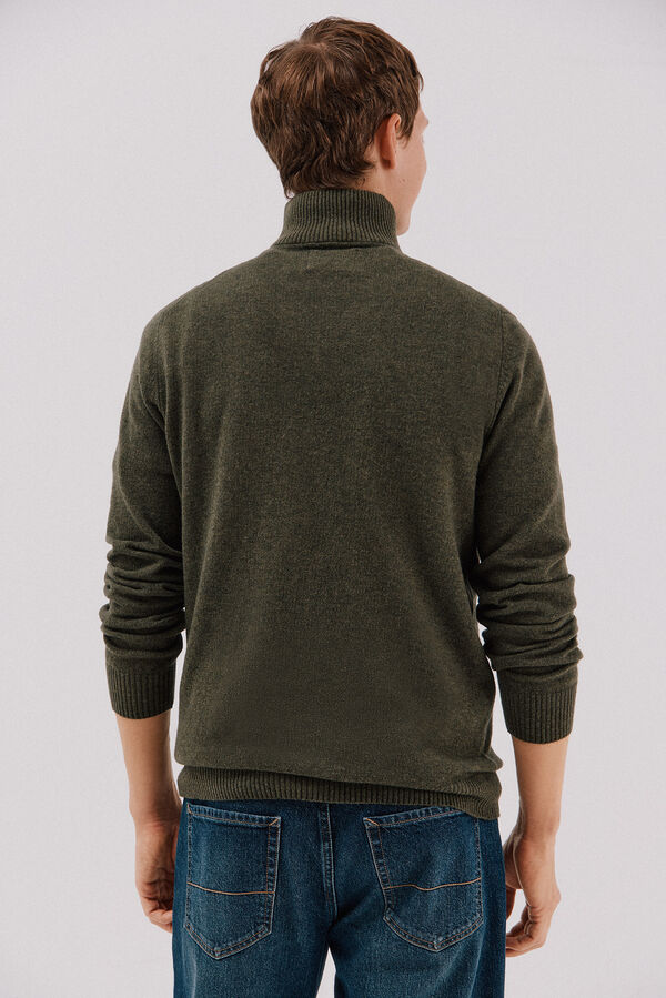 Cortefiel Lambswool wool with open neck Green