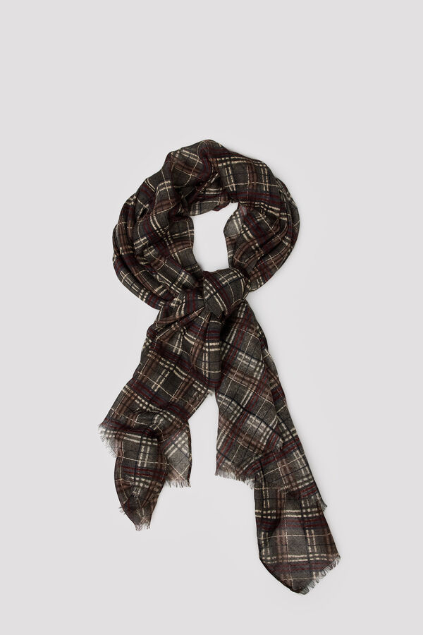 Cortefiel Plaid scarf Printed red