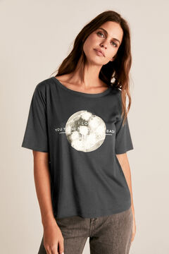 Cortefiel Moon boat neck t-shirt Dark gray