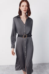 Cortefiel Satin shirt dress Grey