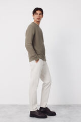 Cortefiel Textured crew neck sweatshirt Kaki