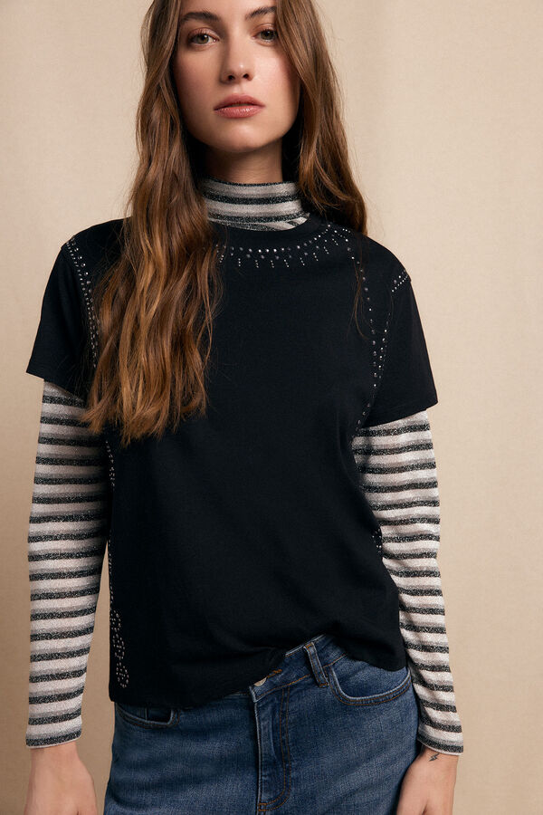 Slowlove Camiseta tachas Negro