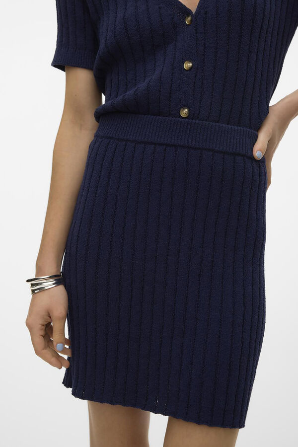 Cortefiel Short jersey-knit skirt Blue