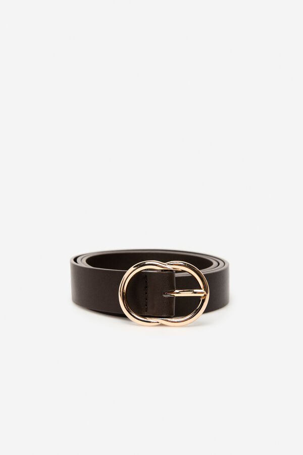 Cortefiel Basic double buckle belt Dark brown