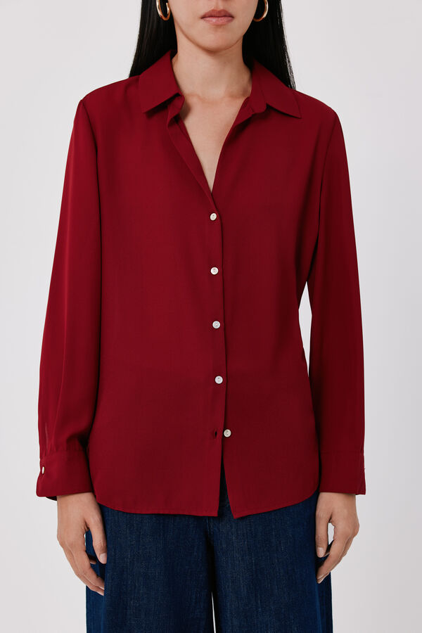 Cortefiel Camisa fluida em crepe Vermelho