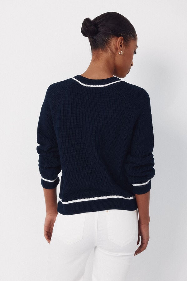 Cortefiel Contrast combination jumper Navy