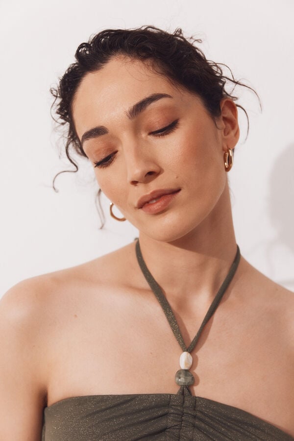 Cortefiel Bandeau bikini top Kaki