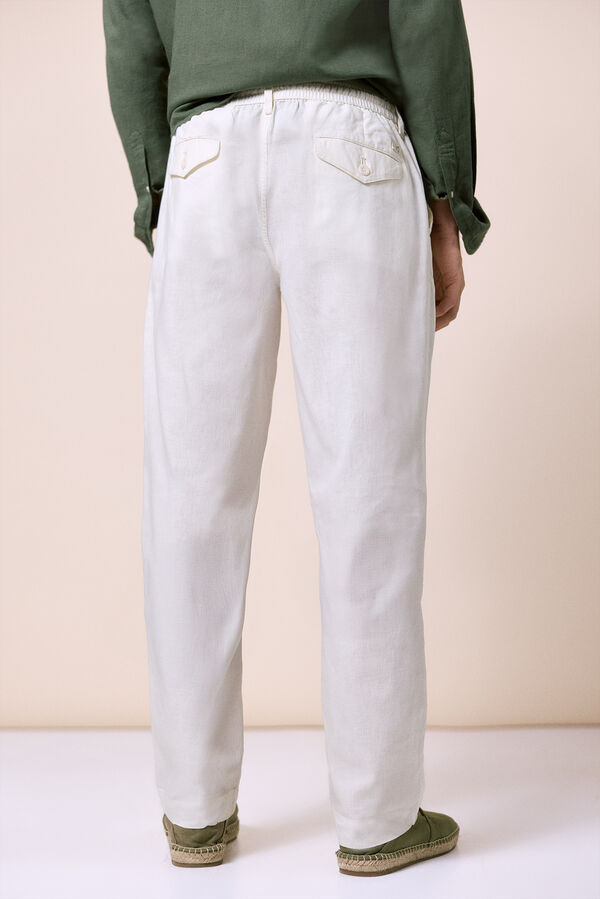 OOTO Linen-cotton regular fit trousers Ivory