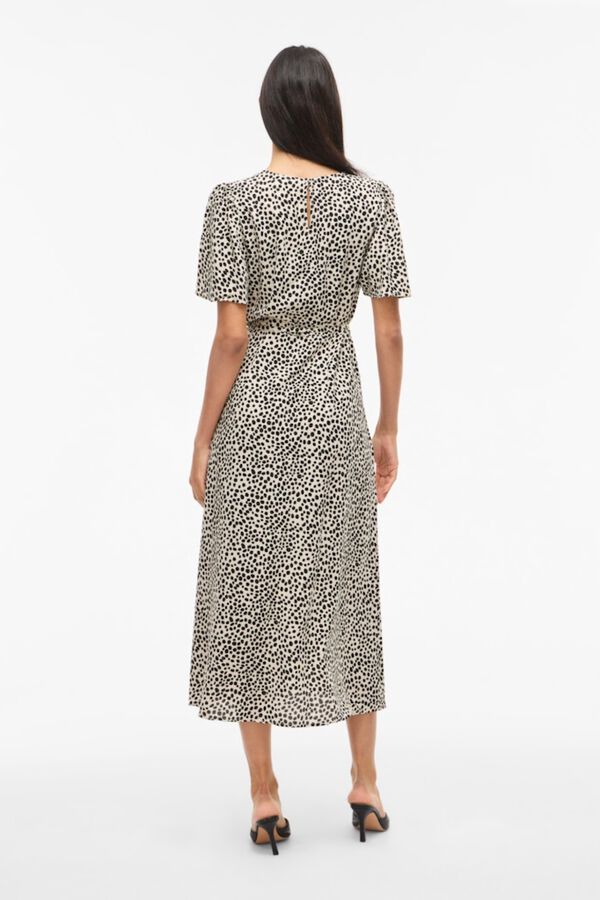 Vila Vestido midi estampado em viscose Impress&atilde;o