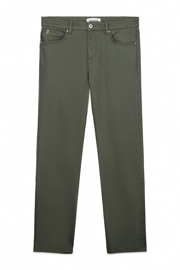Cortefiel 5-pocket regular fit coloured trousers Kaki