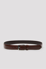Cortefiel Plain leather dress belt Brown