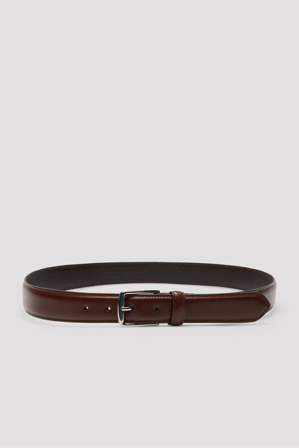 Cortefiel Plain leather dress belt Brown