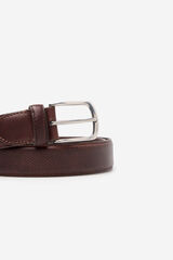Cortefiel Casual leather belt Dark brown