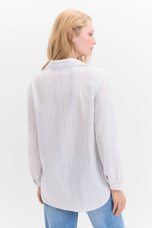 Cortefiel Lurex striped shirt Printed blue