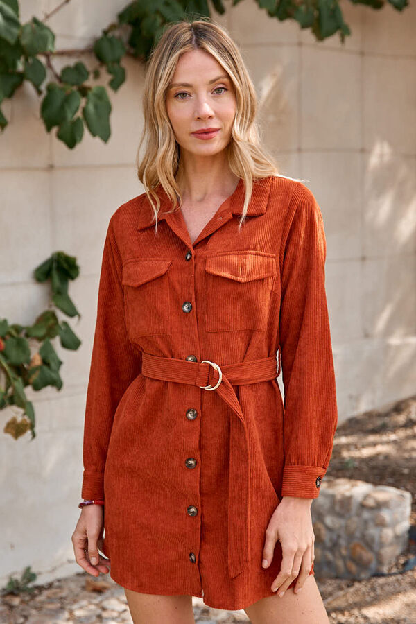 Overall The Best Corduroy Dress-Rust