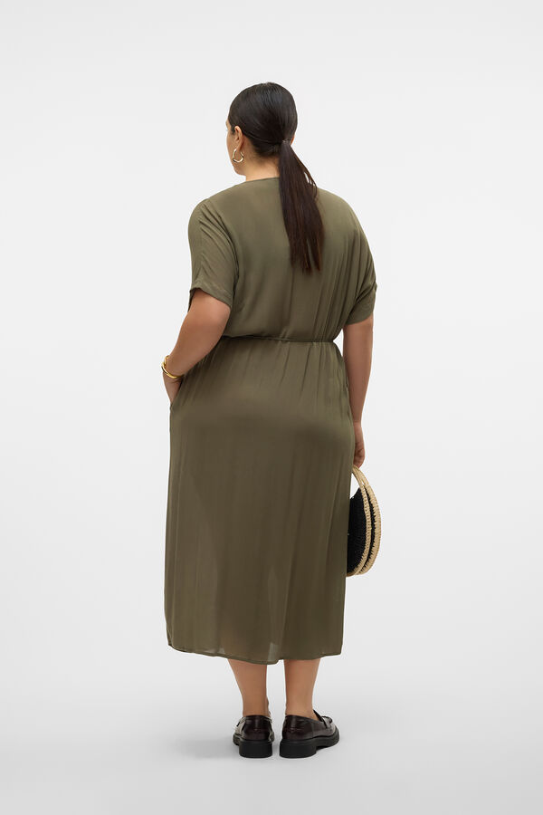 Vero Moda Curve Vestido fluído com botões plus size Verde