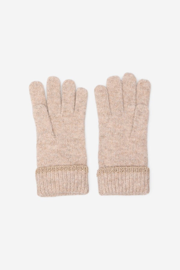 Cortefiel Lurex jersey-knit glove Beige
