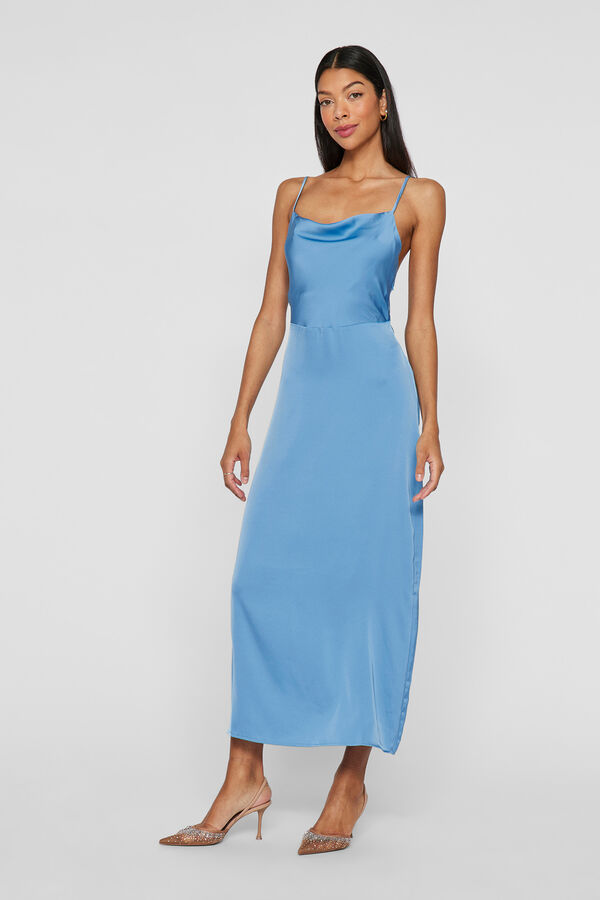 Vila Vestido midi satinado Turquesa