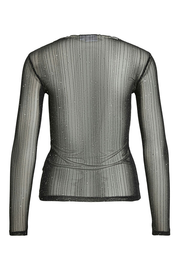 Vila Top transparente com glitter Preto