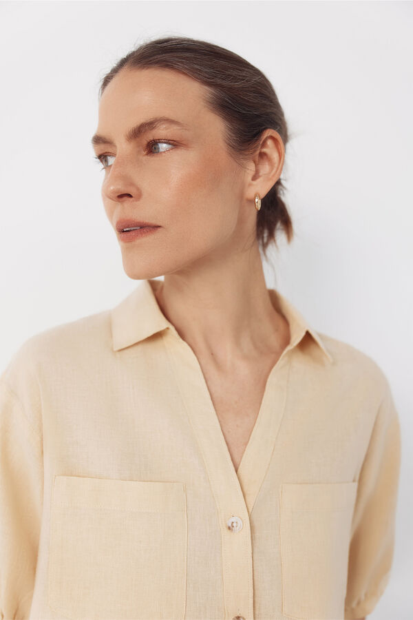 Cortefiel Rustic short sleeve shirt Yellow