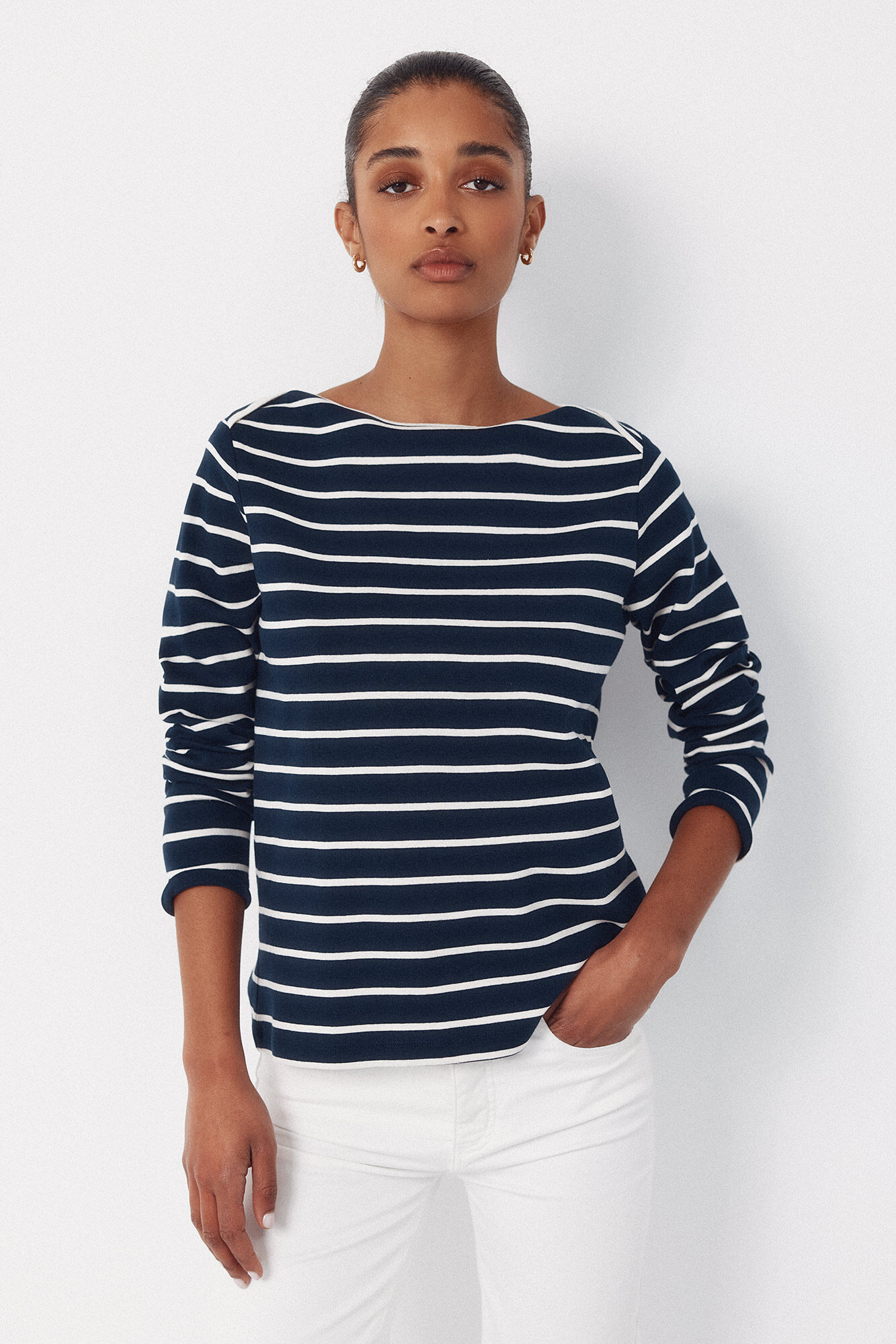 Cortefiel Contrast boat neck t-shirt