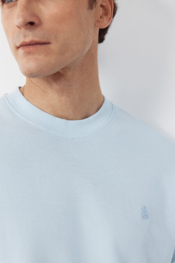 Cortefiel Piqu&eacute; basic T-shirt Blue