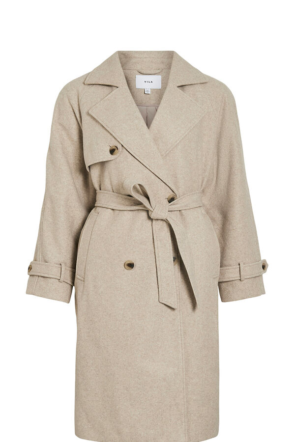 Vila Sobretudo longo de pano com nós Tostado