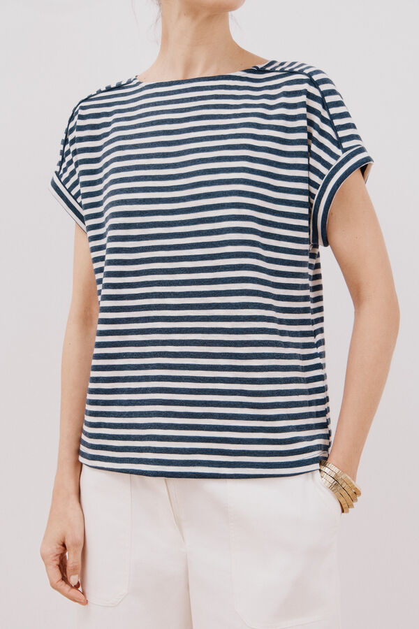 Cortefiel Striped t-shirt Printed blue