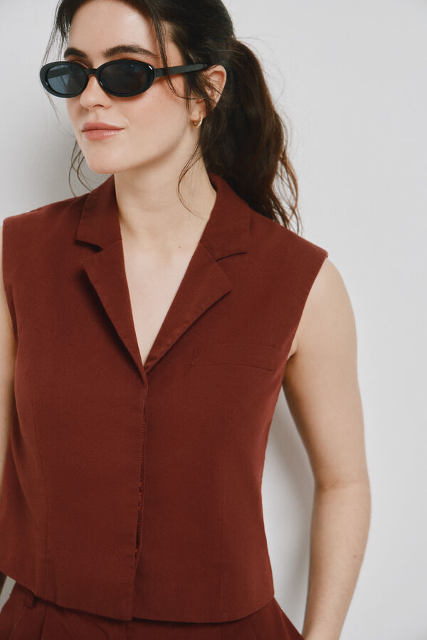 Vero Moda Chaleco de vestir Marr&oacute;n