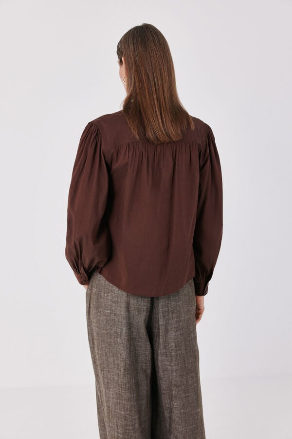 Cortefiel Lightweight cotton blouse Brown