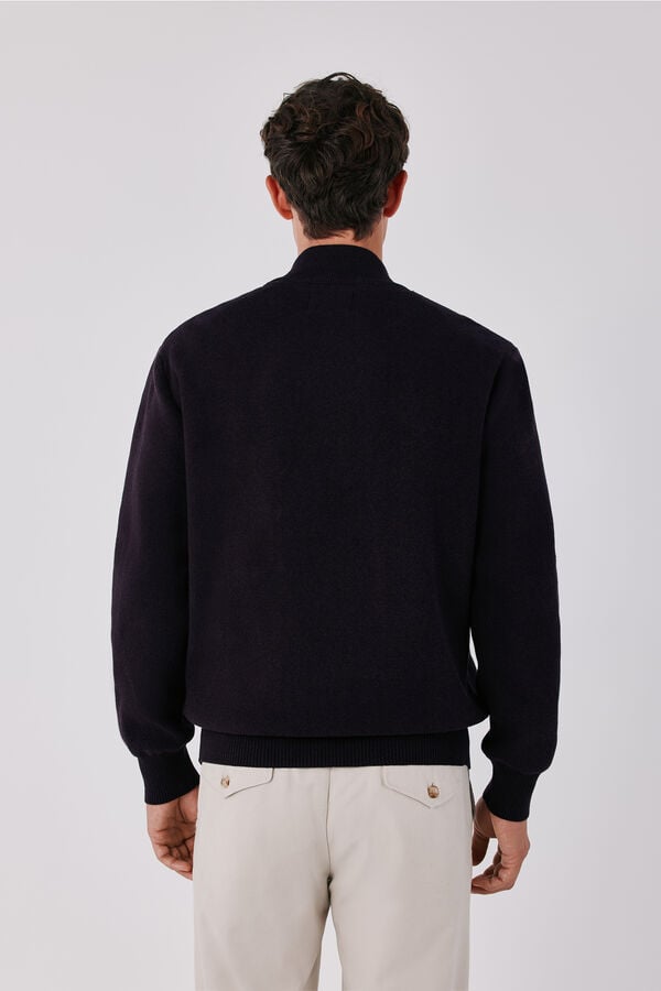 Cortefiel Cotton zip fastening bomber cardigan Purple