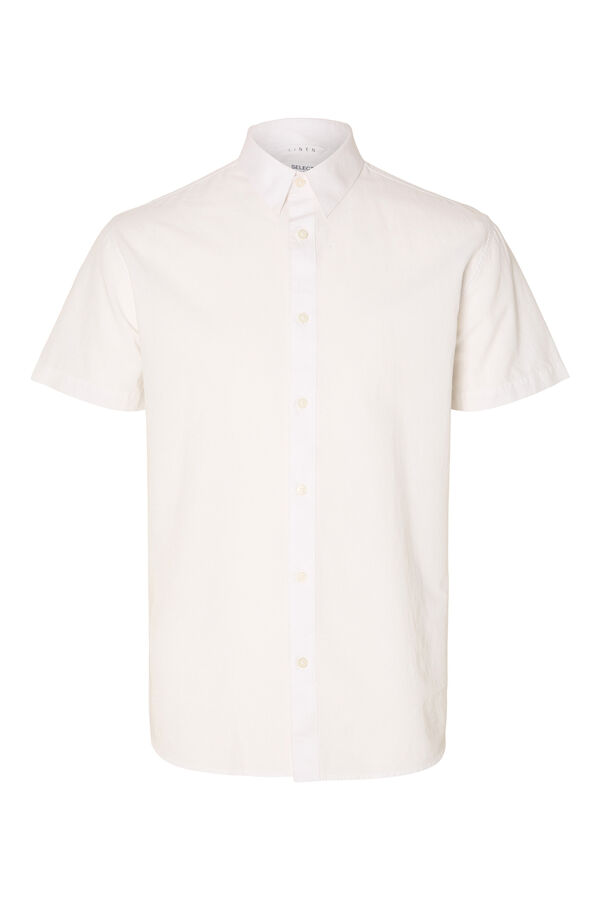 Cortefiel Short sleeve shirt made with linen.  White