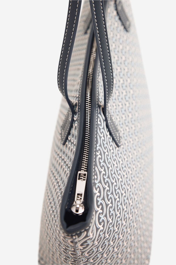 Cortefiel Bolsa de compras com monograma Azul