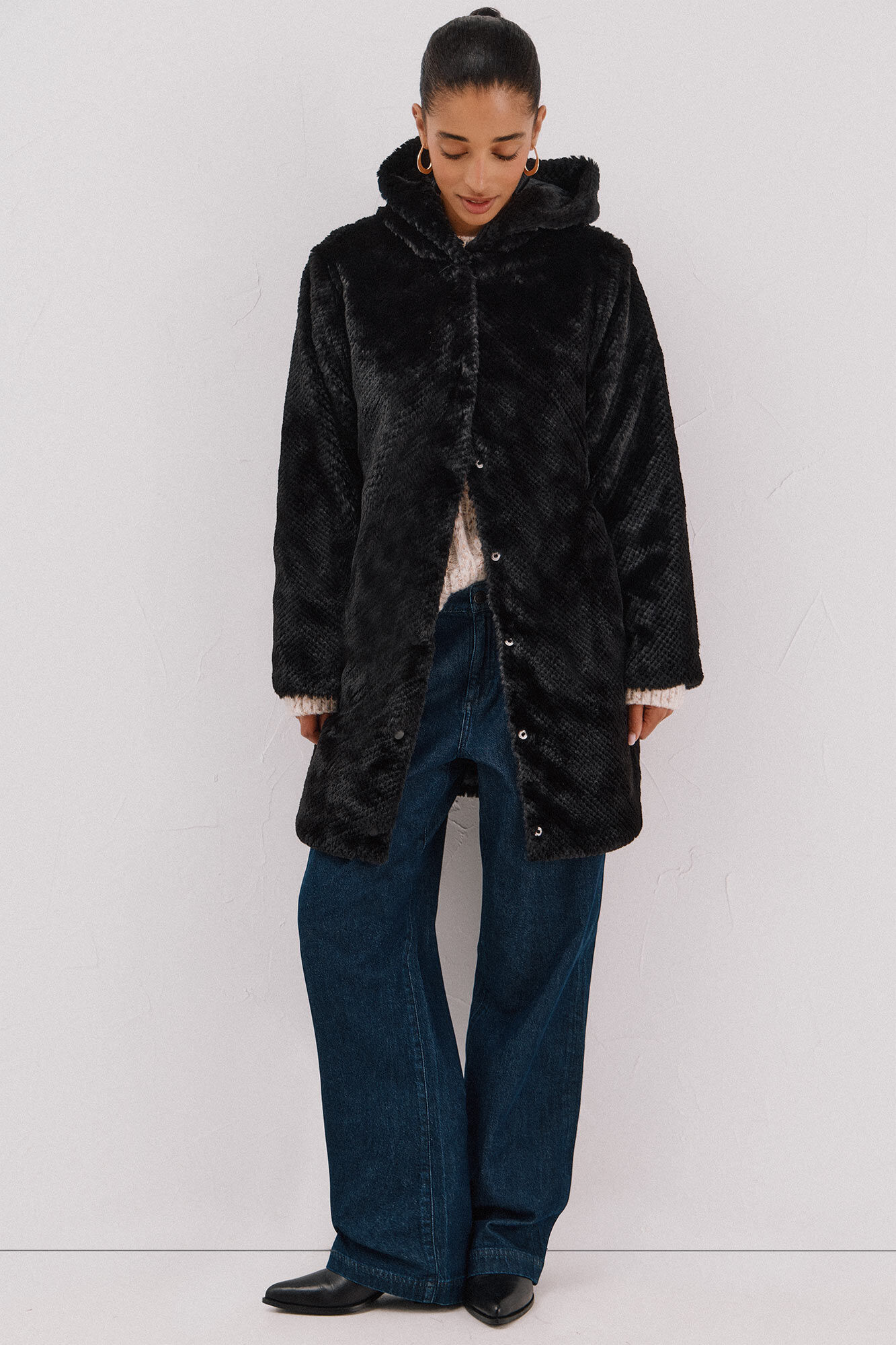 Cortefiel Abrigo largo reversible efecto pelo