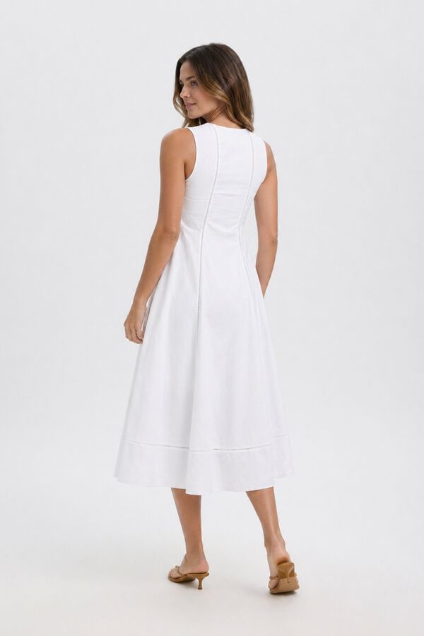 Selected Cotton midi dress White
