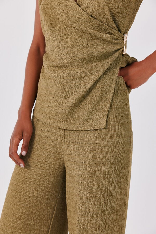 Cortefiel Wide knit trousers Green