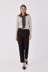 Cortefiel Women's tailored trousers with belt Dark brown