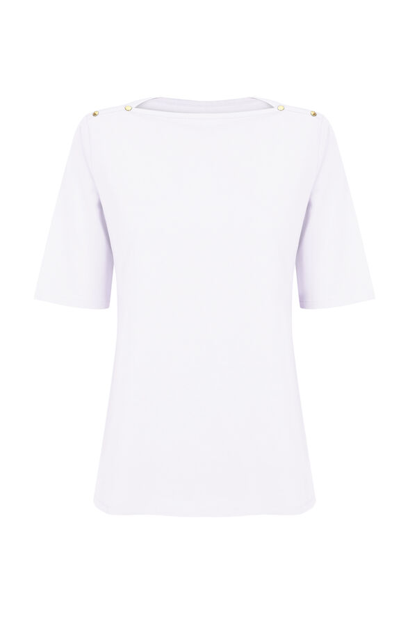 Cortefiel Essential boat neck T-shirt White
