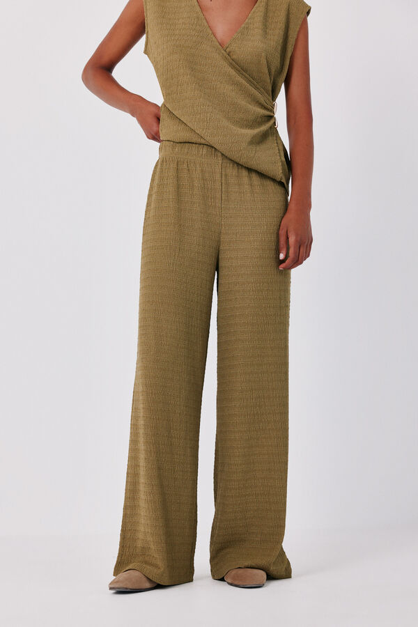 Cortefiel Wide knit trousers Green