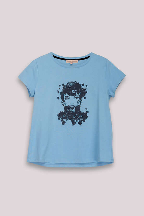 Dolores Promesas Celeste Dolores Illustrated T-shirt Blue