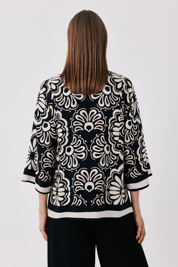 Cortefiel Printed loose tunic blouse Printed grey
