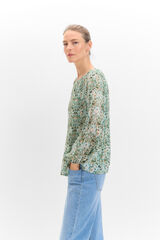 Cortefiel Combined pleated blouse Printed green