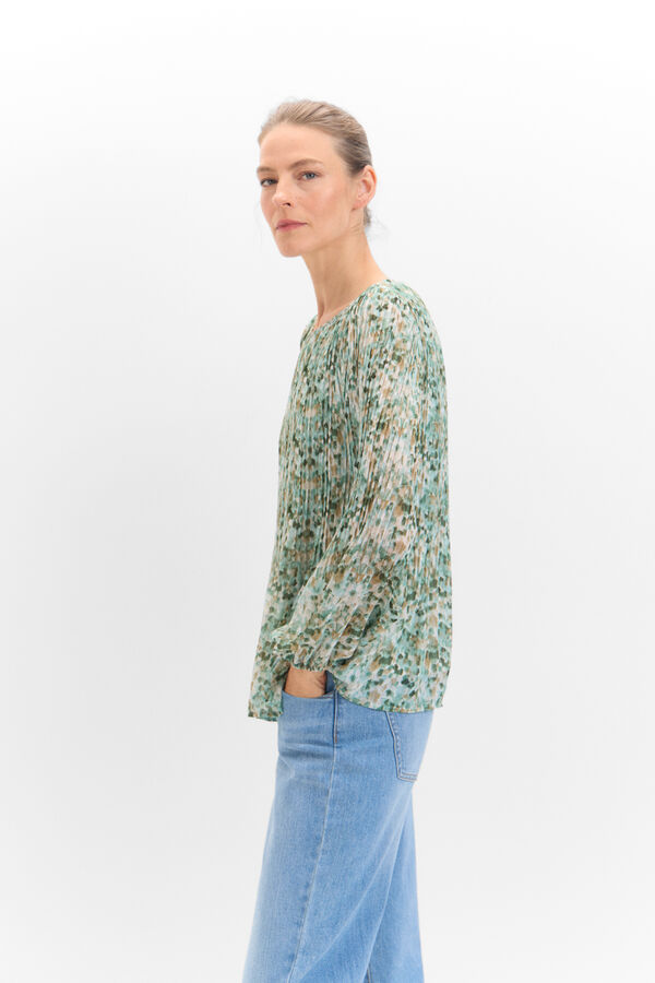 Cortefiel Combined pleated blouse Printed green