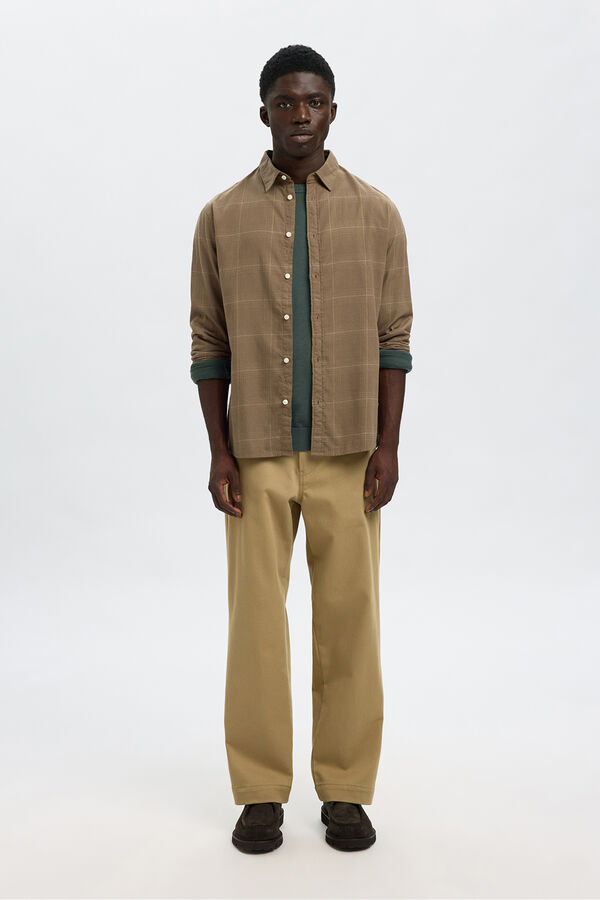 Selected Slim fit long sleeve shirt . Nude