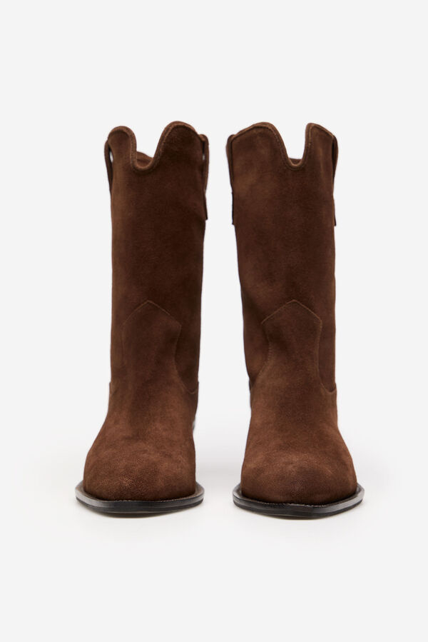 Cortefiel Bota cowboy serraje Marrón oscuro