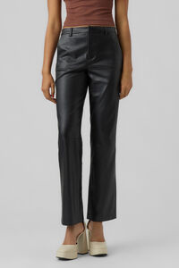 Cortefiel Straight faux leather trousers Black