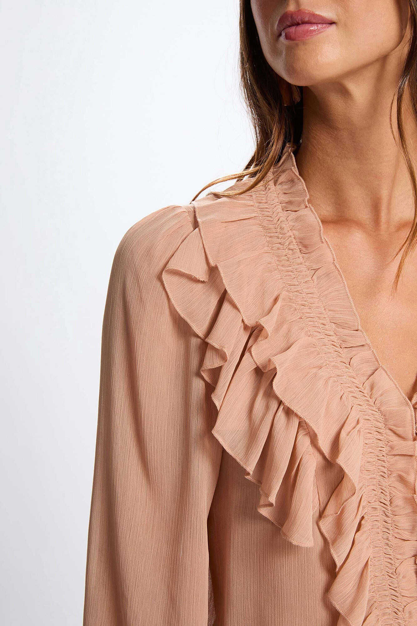 Morgan Camisa fluida com gola em bico