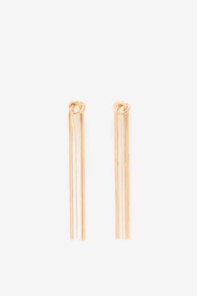 Cortefiel Fringe knot earring Gold